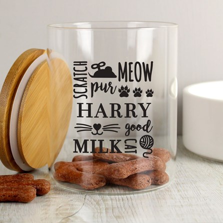 Personalised Glass Cat Treat Jar Personalised Glass Cat Treat Jar