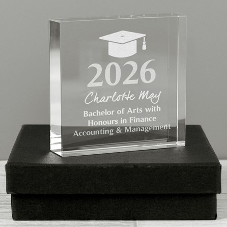 Personalised Graduation Crystal Message Block