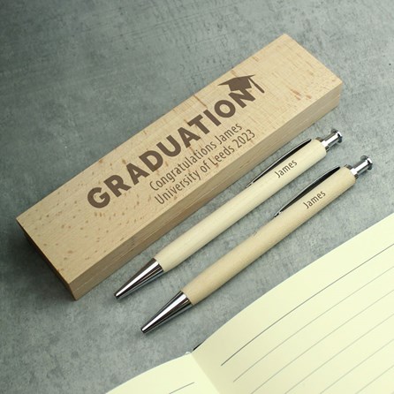 Personalised Graduation Wooden Pen and Pencil Set Personalised Graduation Wooden Pen and Pencil Set