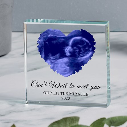 Personalised Heart Baby Scan Glass Token Personalised Heart Baby Scan Glass Token