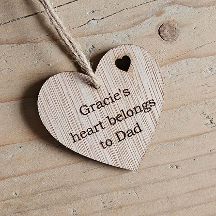 Personalised 'Heart Belongs To Dad' Hanging Heart Card Personalised 'Heart Belongs To Dad' Hanging Heart Card