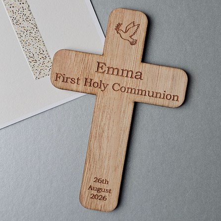 Personalised Holy Communion Cross Wooden Decoration Personalised Holy Communion Cross Wooden Decoration