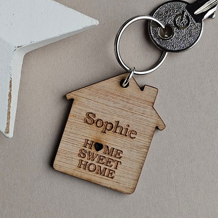 Personalised 'Home Sweet Home' House Wooden Keyring Personalised 'Home Sweet Home' House Wooden Keyring