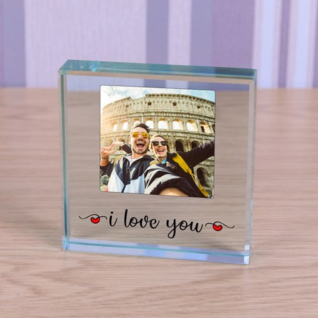 Personalised 'I Love You' Photo Glass Token Personalised 'I Love You' Photo Glass Token