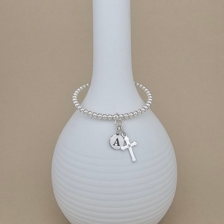 Personalised Infant's Silver Baptism Bead Bangle Personalised Infant's Silver Baptism Bead Bangle