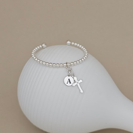 Personalised Infant's Silver Communion Bead Bangle Personalised Infant's Silver Communion Bead Bangle