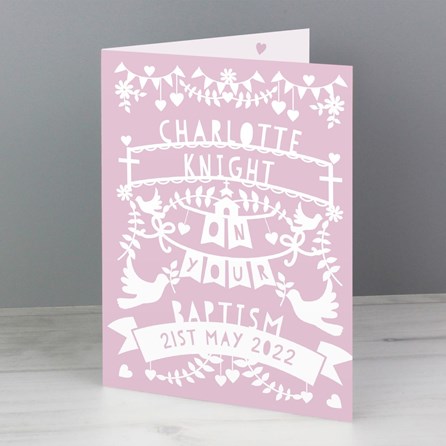Personalised Pink Papercut Style Card Personalised Pink Papercut Style Card