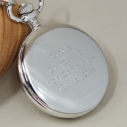 Personalised Polished First Holy Communion Silver Pocket Watch Personalised Polished First Holy Communion Silver Pocket Watch