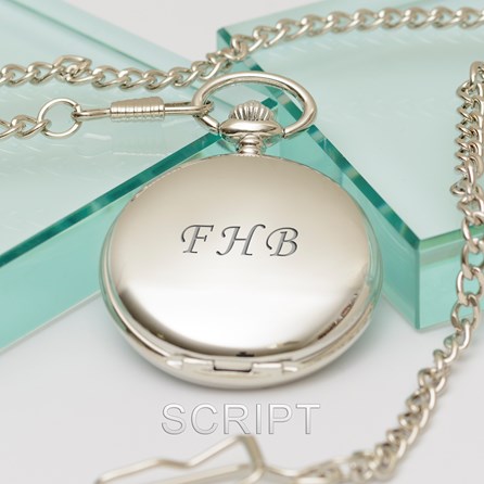 Personalised Polished Silver Initial Pocket Watch