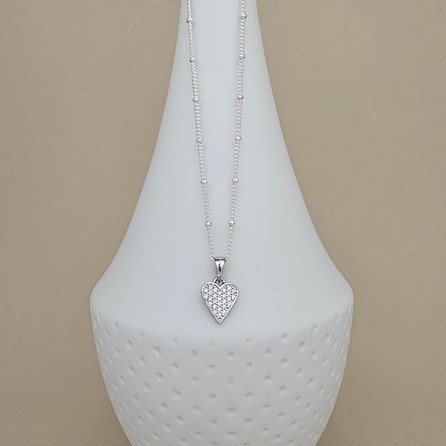 Personalised Silver Ball Chain Necklace with CZ Heart Personalised Silver Ball Chain Necklace with CZ Heart