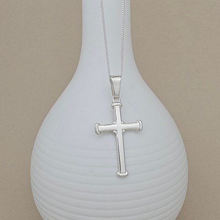 Personalised Silver Large Baptism Cross Necklace Personalised Silver Large Baptism Cross Necklace