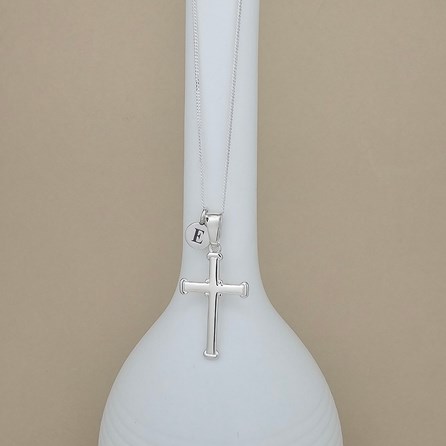 Personalised Silver Large Christening Cross Necklace Personalised Silver Large Christening Cross Necklace