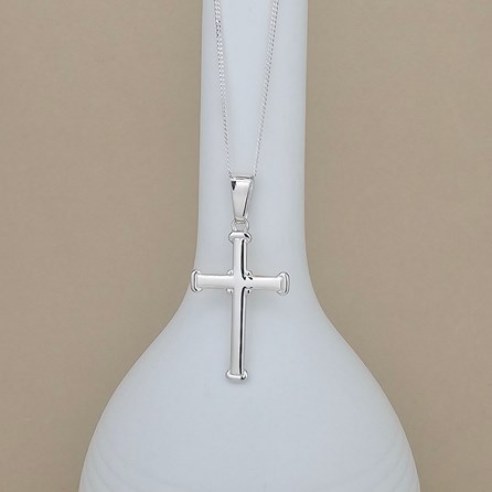 Personalised Silver Large Christening Cross Necklace Personalised Silver Large Christening Cross Necklace