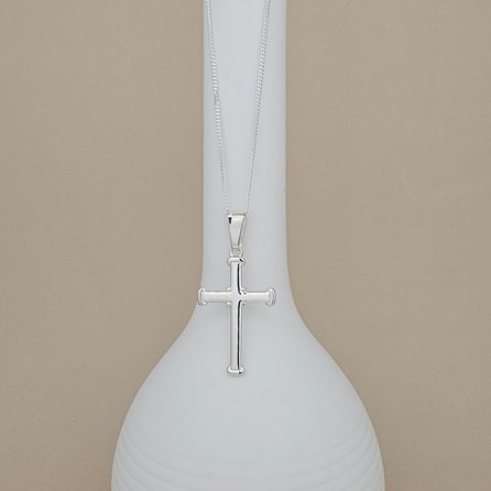 Personalised Silver Large Christening Cross Necklace Personalised Silver Large Christening Cross Necklace