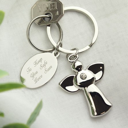 Personalised Silver Plated Angel Keyring Personalised Silver Plated Angel Keyring