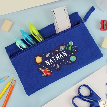 Personalised Space Pencil Case in Blue