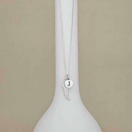 Personalised Sterling Silver Angel Wing Necklace Personalised Sterling Silver Angel Wing Necklace