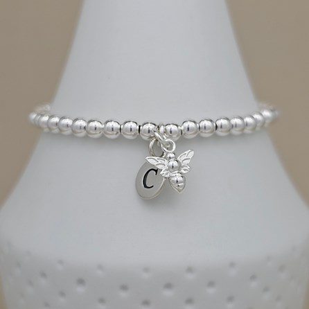 Personalised Sterling Silver Bee Charm Bracelet Personalised Sterling Silver Bee Charm Bracelet