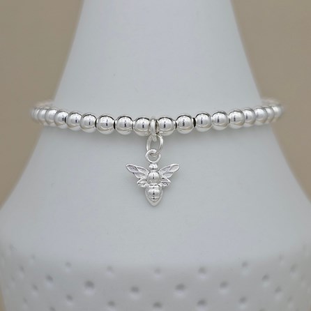 Personalised Sterling Silver Bee Charm Bracelet Personalised Sterling Silver Bee Charm Bracelet