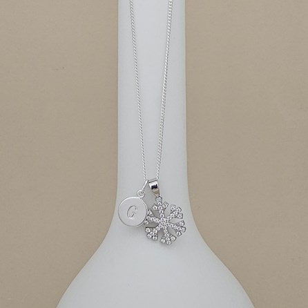 Personalised Sterling Silver Christmas CZ Snowflake Necklace Personalised Sterling Silver Christmas CZ Snowflake Necklace