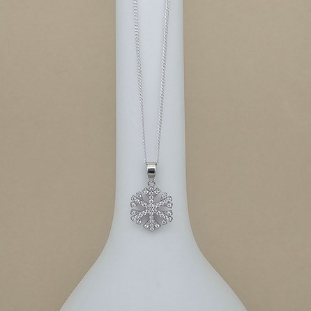 Personalised Sterling Silver Christmas CZ Snowflake Necklace Personalised Sterling Silver Christmas CZ Snowflake Necklace