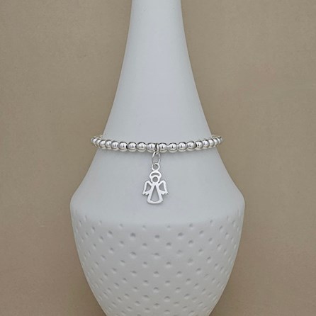 Personalised Sterling Silver Cut Out Angel Charm Bracelet Personalised Sterling Silver Cut Out Angel Charm Bracelet