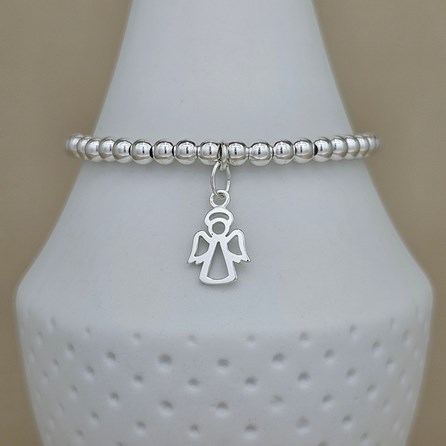 Personalised Sterling Silver Cut Out Angel Charm Bracelet Personalised Sterling Silver Cut Out Angel Charm Bracelet