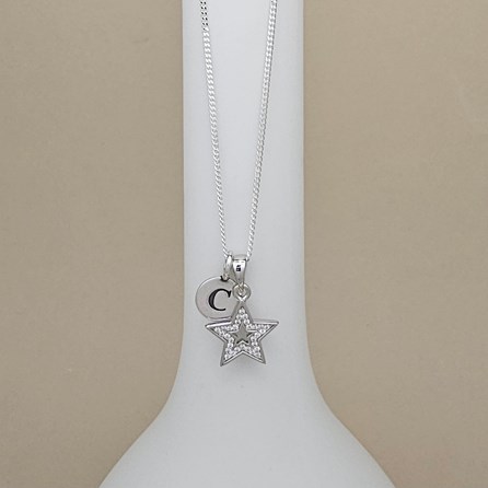 Personalised Sterling Silver CZ Star Charm Necklace Personalised Sterling Silver CZ Star Charm Necklace