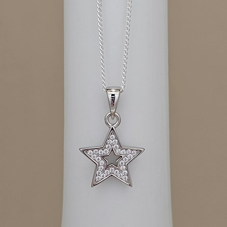 Personalised Sterling Silver CZ Star Charm Necklace Personalised Sterling Silver CZ Star Charm Necklace