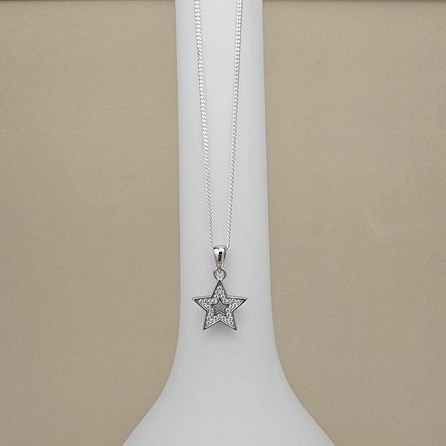 Personalised Sterling Silver CZ Star Charm Necklace Personalised Sterling Silver CZ Star Charm Necklace