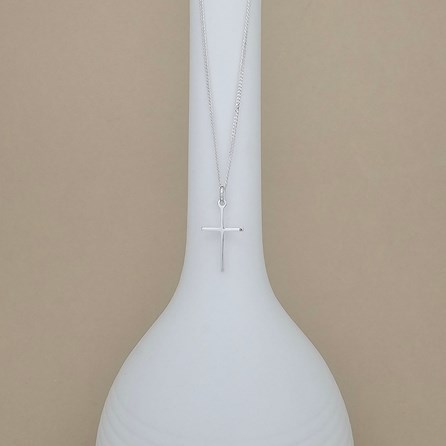 Personalised Sterling Silver Slim Cross Necklace Personalised Sterling Silver Slim Cross Necklace