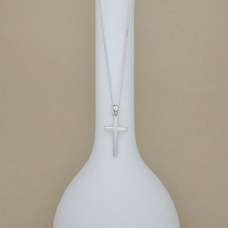 Personalised Sterling Silver Small Plain Cross Necklace Personalised Sterling Silver Small Plain Cross Necklace