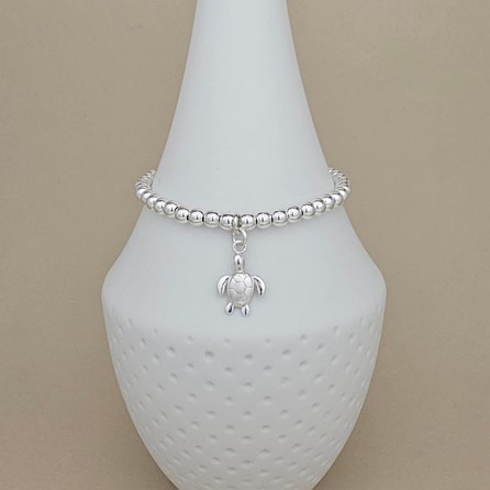 Personalised Sterling Silver Turtle Charm Bracelet Personalised Sterling Silver Turtle Charm Bracelet