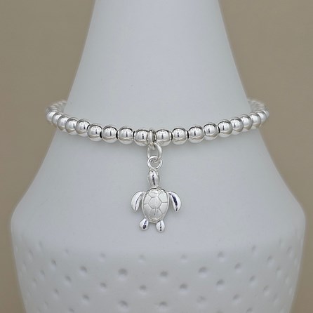 Personalised Sterling Silver Turtle Charm Bracelet Personalised Sterling Silver Turtle Charm Bracelet