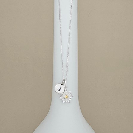 Personalised Sterling Silver Waterlily Flower Necklace Personalised Sterling Silver Waterlily Flower Necklace