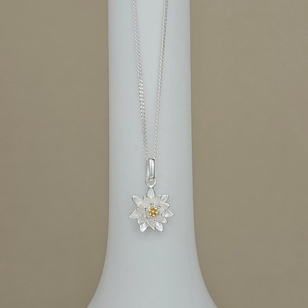Personalised Sterling Silver Waterlily Flower Necklace Personalised Sterling Silver Waterlily Flower Necklace