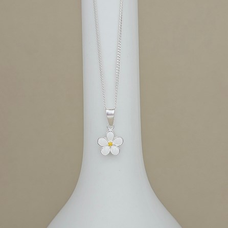 Personalised Sterling Silver White Enamel Flower Necklace Personalised Sterling Silver White Enamel Flower Necklace