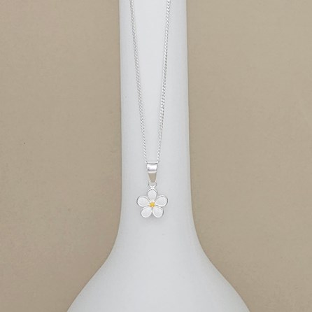 Personalised Sterling Silver White Enamel Flower Necklace Personalised Sterling Silver White Enamel Flower Necklace