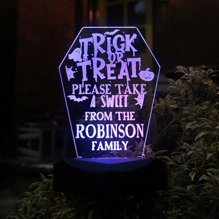 Personalised Trick or Treat Halloween Solar Light Personalised Trick or Treat Halloween Solar Light