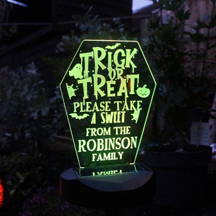 Personalised Trick or Treat Halloween Solar Light Personalised Trick or Treat Halloween Solar Light