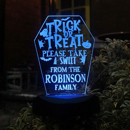 Personalised Trick or Treat Halloween Solar Light Personalised Trick or Treat Halloween Solar Light