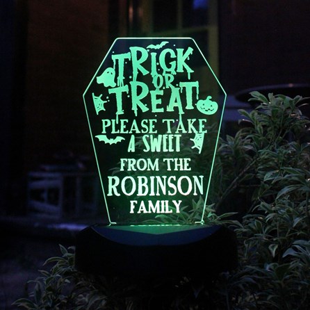 Personalised Trick or Treat Halloween Solar Light Personalised Trick or Treat Halloween Solar Light