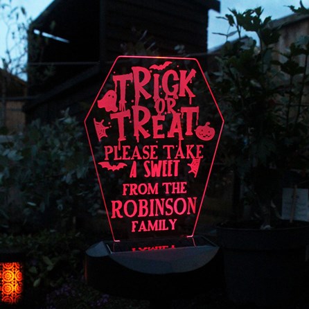 Personalised Trick or Treat Halloween Solar Light Personalised Trick or Treat Halloween Solar Light