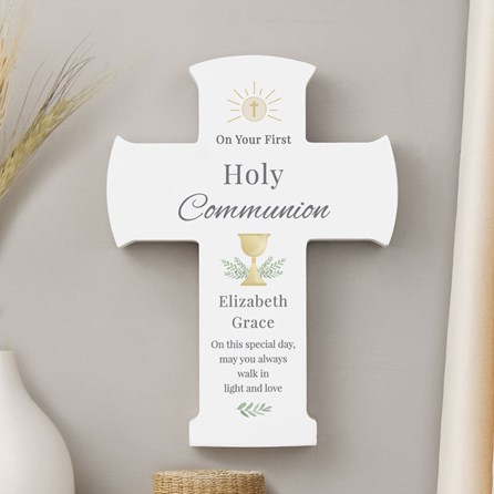 Personalised White Wooden First Holy Communion Cross Personalised White Wooden First Holy Communion Cross