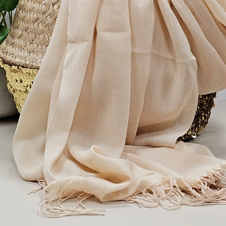 Plain Lightweight Tassel Scarf in Beige Plain Lightweight Tassel Scarf in Beige