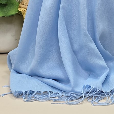 Plain Lightweight Tassel Scarf in Blue Plain Lightweight Tassel Scarf in Blue