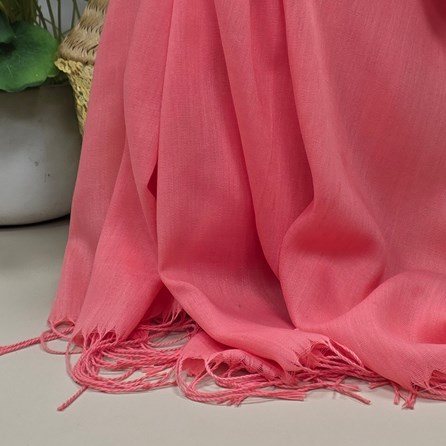Plain Lightweight Tassel Scarf in Coral Pink Plain Lightweight Tassel Scarf in Coral Pink