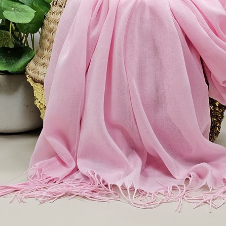 Plain Lightweight Tassel Scarf in Pink Plain Lightweight Tassel Scarf in Pink
