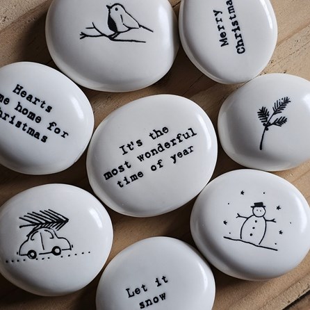 Porcelain Christmas Sentiment Pebble Porcelain Christmas Sentiment Pebble