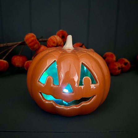 Porcelain Light Up Pumpkin Halloween Decoration Porcelain Light Up Pumpkin Halloween Decoration